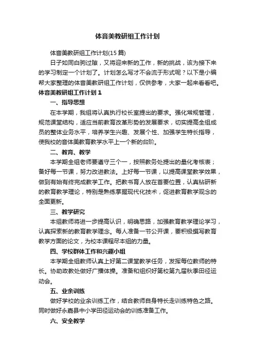 体音美教研组工作计划