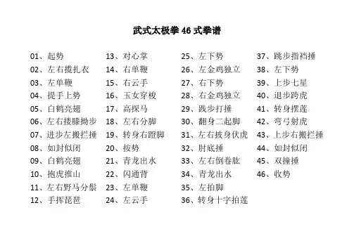 武式太极拳46式拳谱