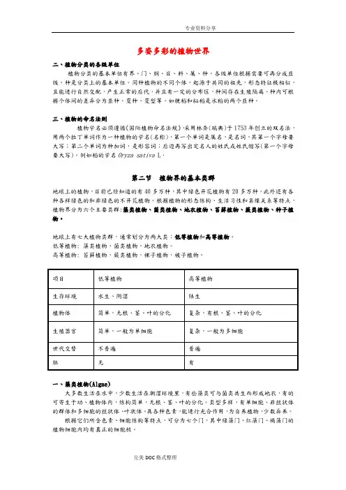 多姿多彩的植物世界