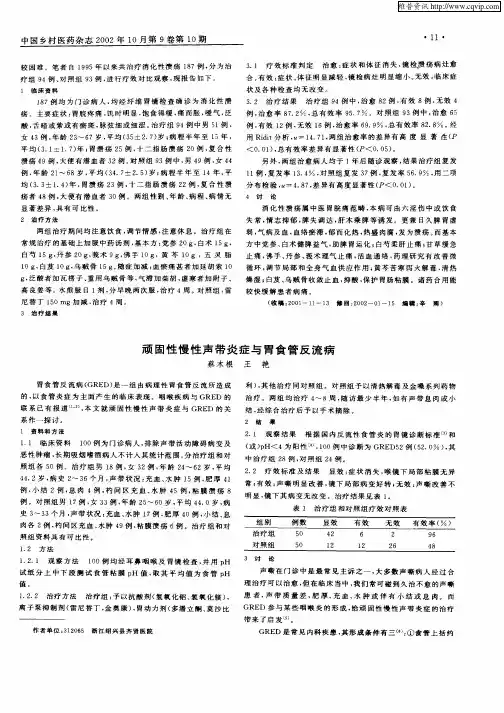 顽固性慢性声带炎症与胃食管反流病
