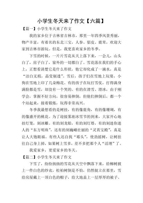 小学生冬天来了作文【六篇】