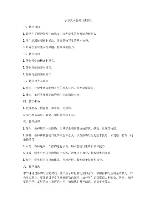 小学美术静物写生教案 2