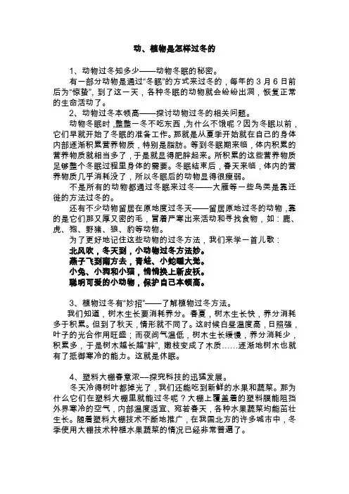 动植物是怎样过冬的