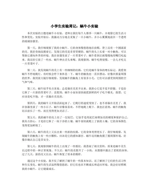 小学生实验周记：蜗牛小实验
