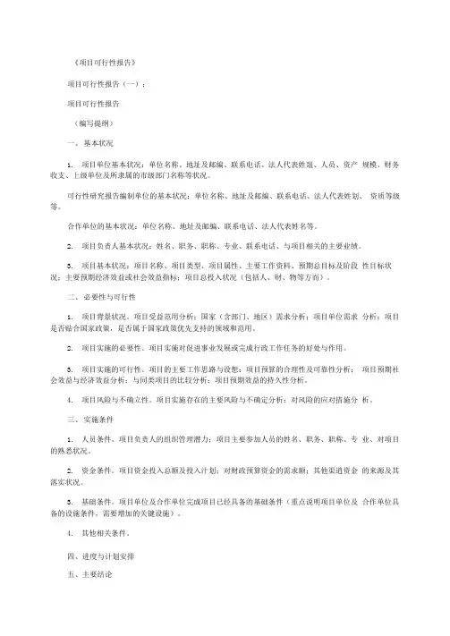 项目可行性报告10篇_范文