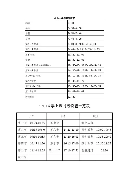 中山大学上课时间表