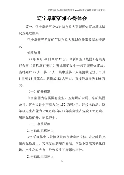 辽宁阜新矿难心得体会