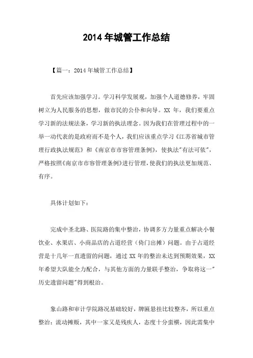 2014年城管工作总结