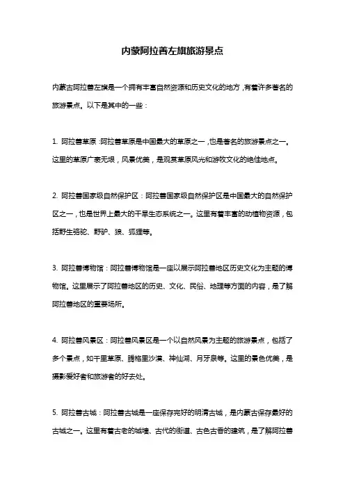 内蒙阿拉善左旗旅游景点