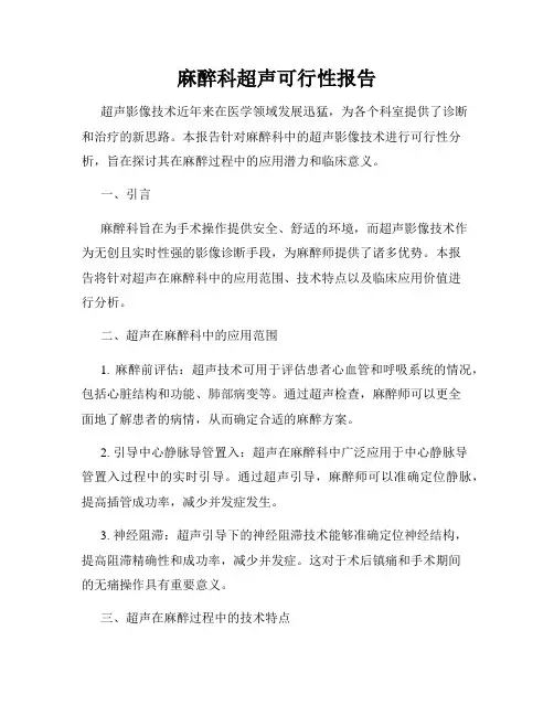 麻醉科超声可行性报告