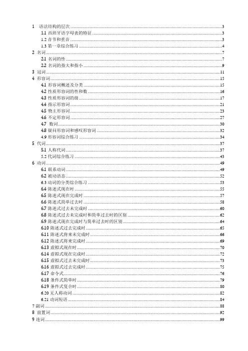 西班牙语语法练习(附参考答案)