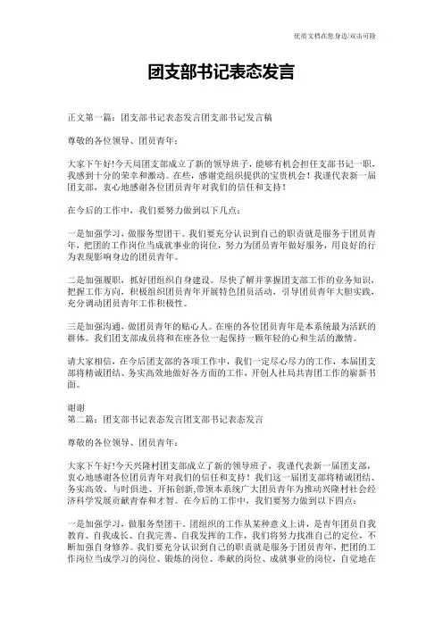 团支部书记表态发言