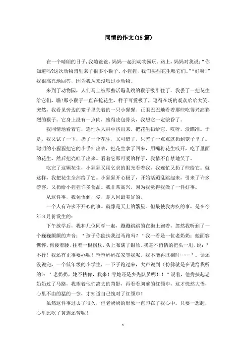 同情的作文范文精选