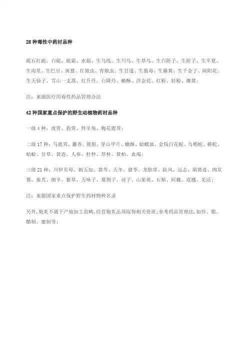 毒麻保护类中药材名单