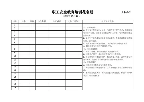 职工安全教育培训花名册               LJA6