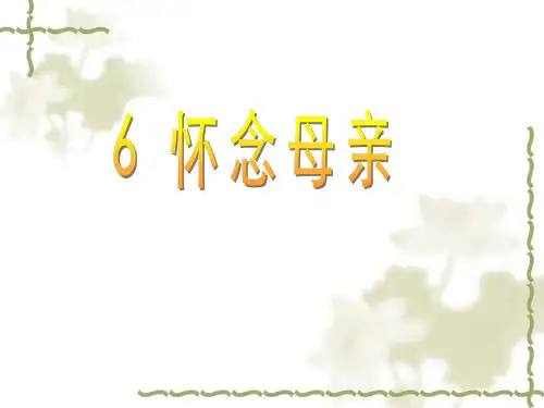 怀念母亲PPT优秀课件