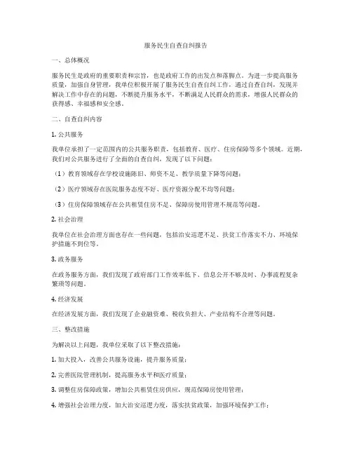 服务民生自查自纠报告