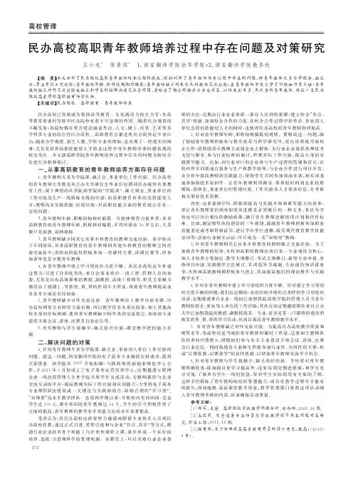 民办高校高职青年教师培养过程中存在问题及对策