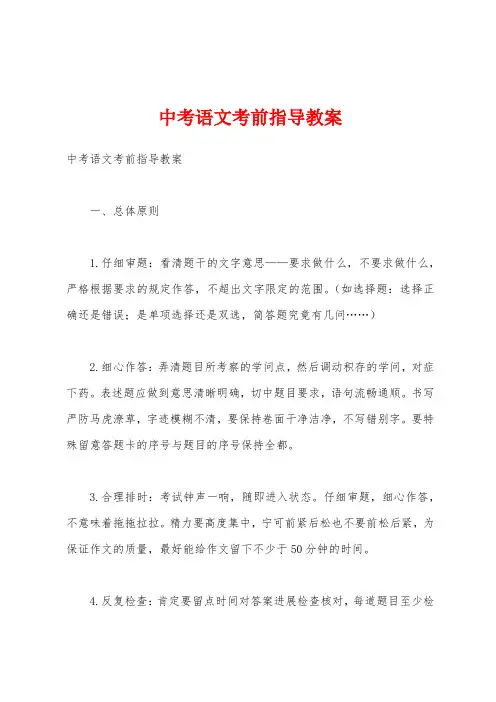 中考语文考前指导教案