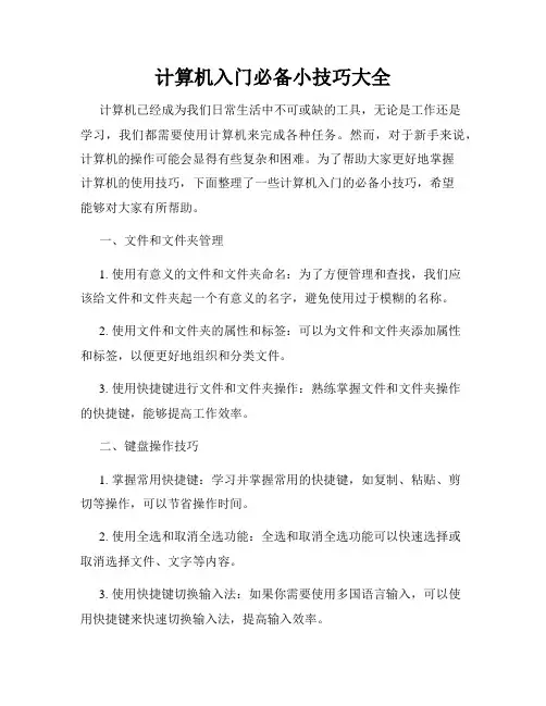 计算机入门必备小技巧大全