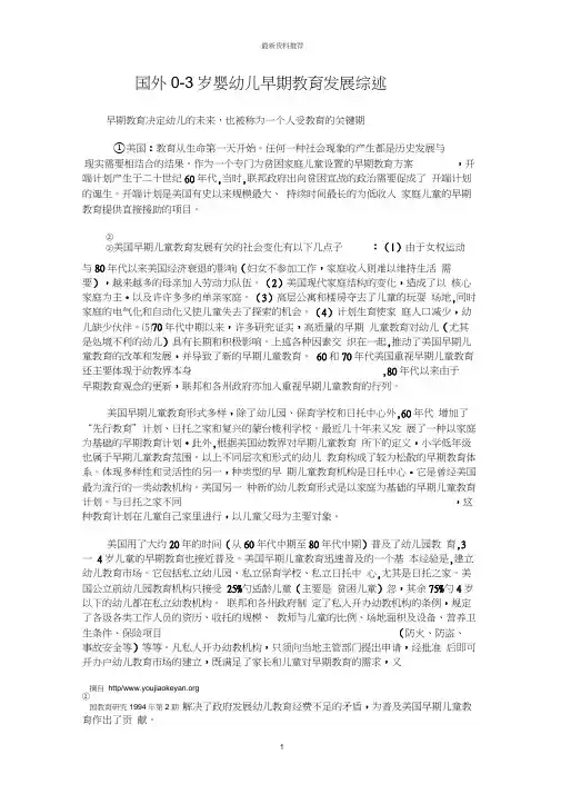 国外0-3岁早期教育发展综述精编版