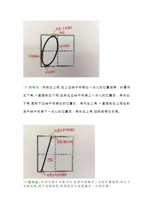小学一年级数字0-9在田字格中的规范写法(附数字描红)