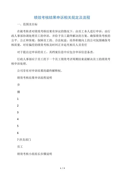 绩效考核结果申诉相关规定及流程