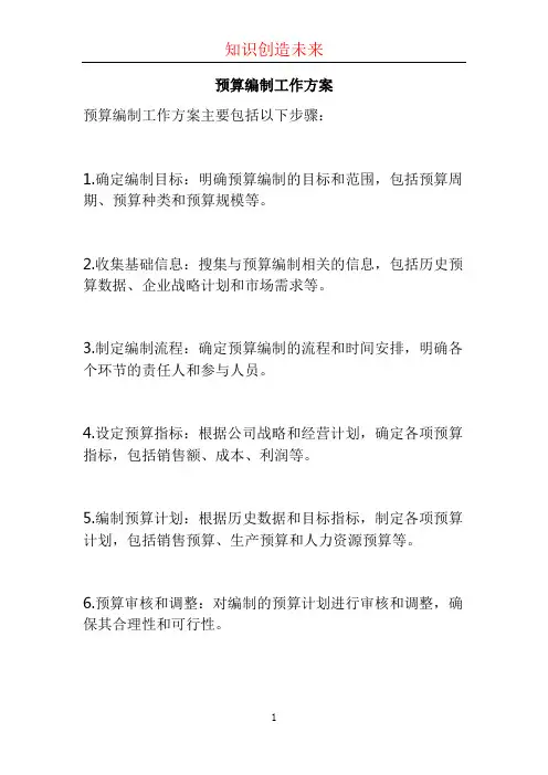 预算编制工作方案 (2)