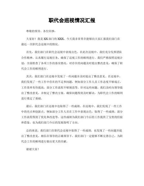 职代会巡视情况汇报
