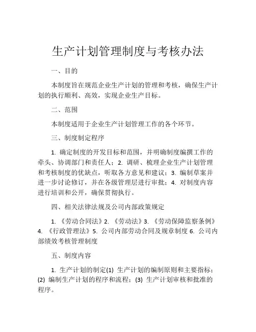 生产计划管理制度与考核办法