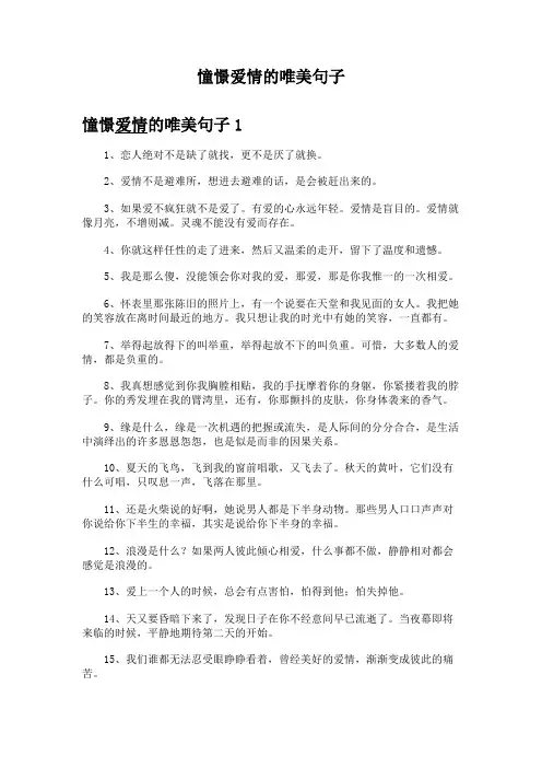 憧憬爱情的唯美句子