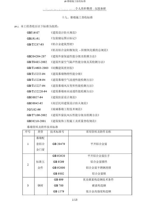 19幕墙施工验收标准