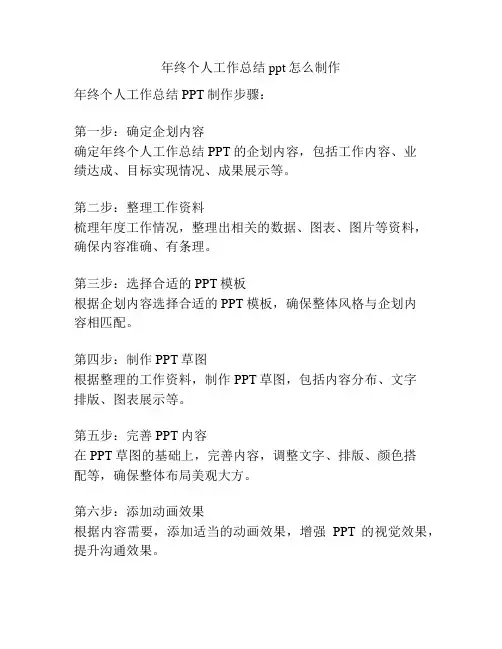 年终个人工作总结ppt怎么制作