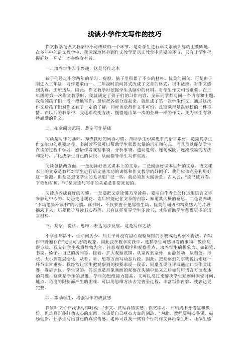 浅谈小学作文写作的技巧