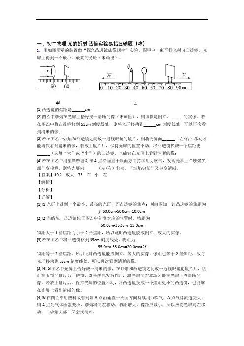 天津市育贤中学物理光的折射 透镜中考真题汇编[解析版]