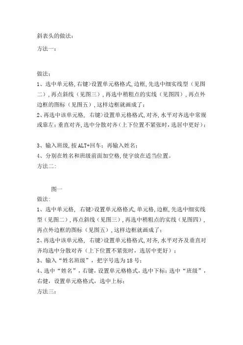 表格制作中的斜线(斜表头)的做法