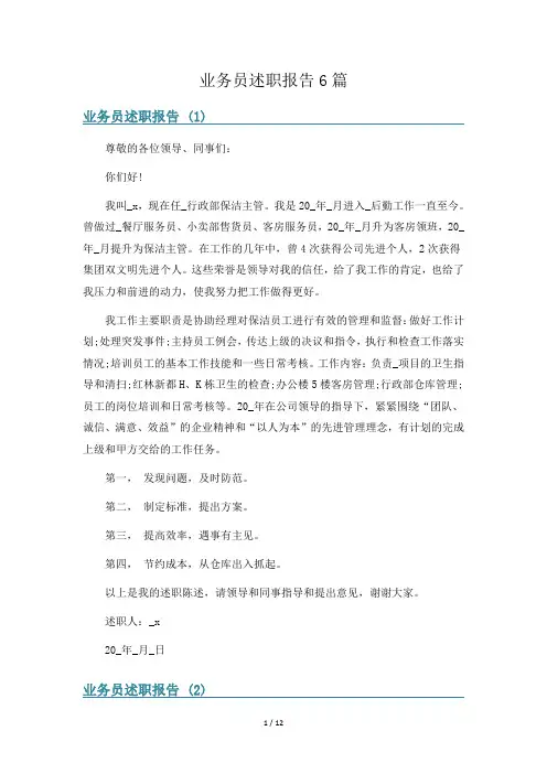 业务员述职报告6篇