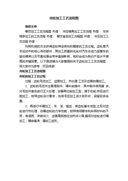 齿轮加工工艺流程图