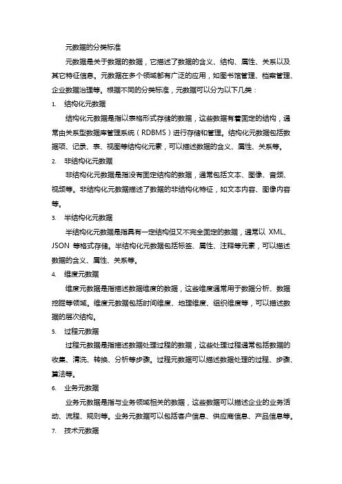 元数据的分类标准