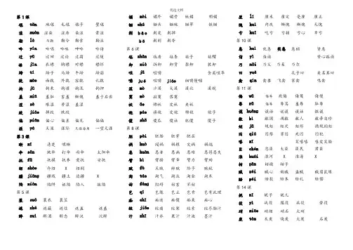 人教版五年级下册语文生字表二组词(带拼音)