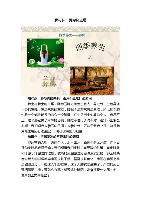 脾与肺：脾为肺之母
