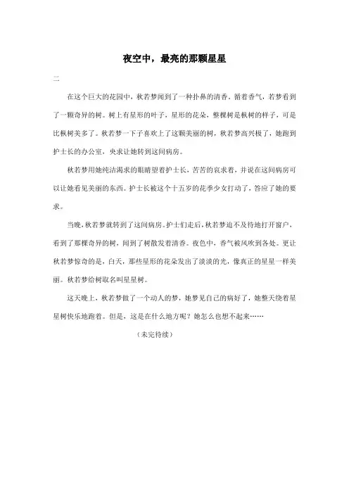 夜空中,最亮的那颗星星_小学六年级作文400字