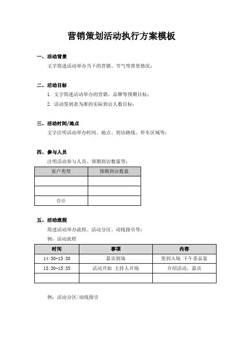 常规营销活动类执行方案