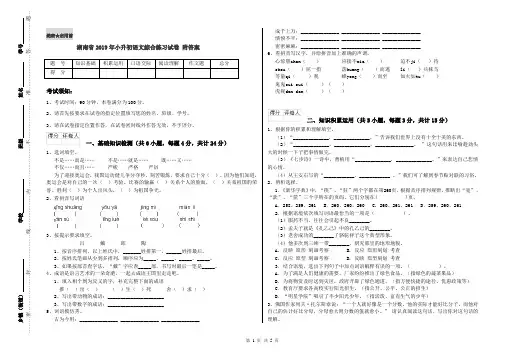 湖南省2019年小升初语文综合练习试卷 附答案