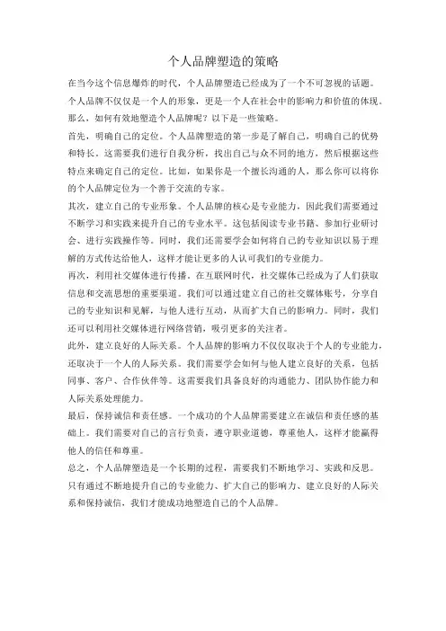 个人品牌塑造的策略