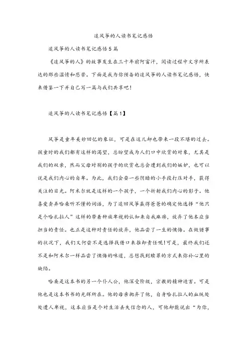 追风筝的人读书笔记感悟