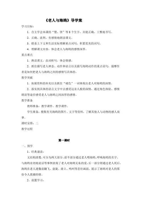 21、《老人与海鸥》导学案