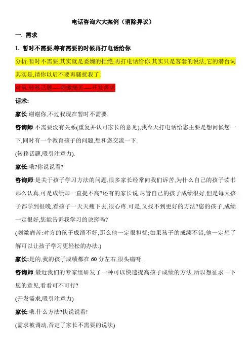 电话咨询6大案例