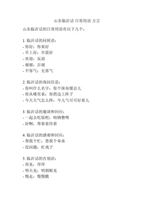 山东临沂话 日常用语 方言