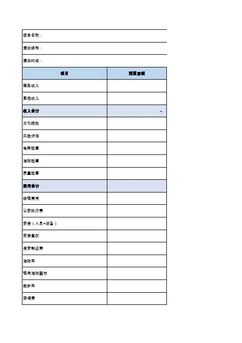大型演出项目预算模板